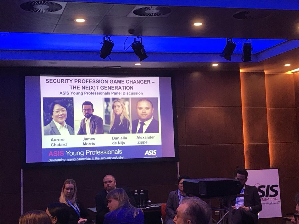 ASISUK_YPs's tweet photo. Young Professional panel at #ASISEU. Questioned posed by @RASsecurityUK “what should #SeniorLeaders be doing to help YPs integrate into the business?” great question and one not asked often enough #myASIS #FutureLeaders @ASIS_UK @ASISYPCouncil @JamesMorris82 https://t.co/xxit9T1qFG