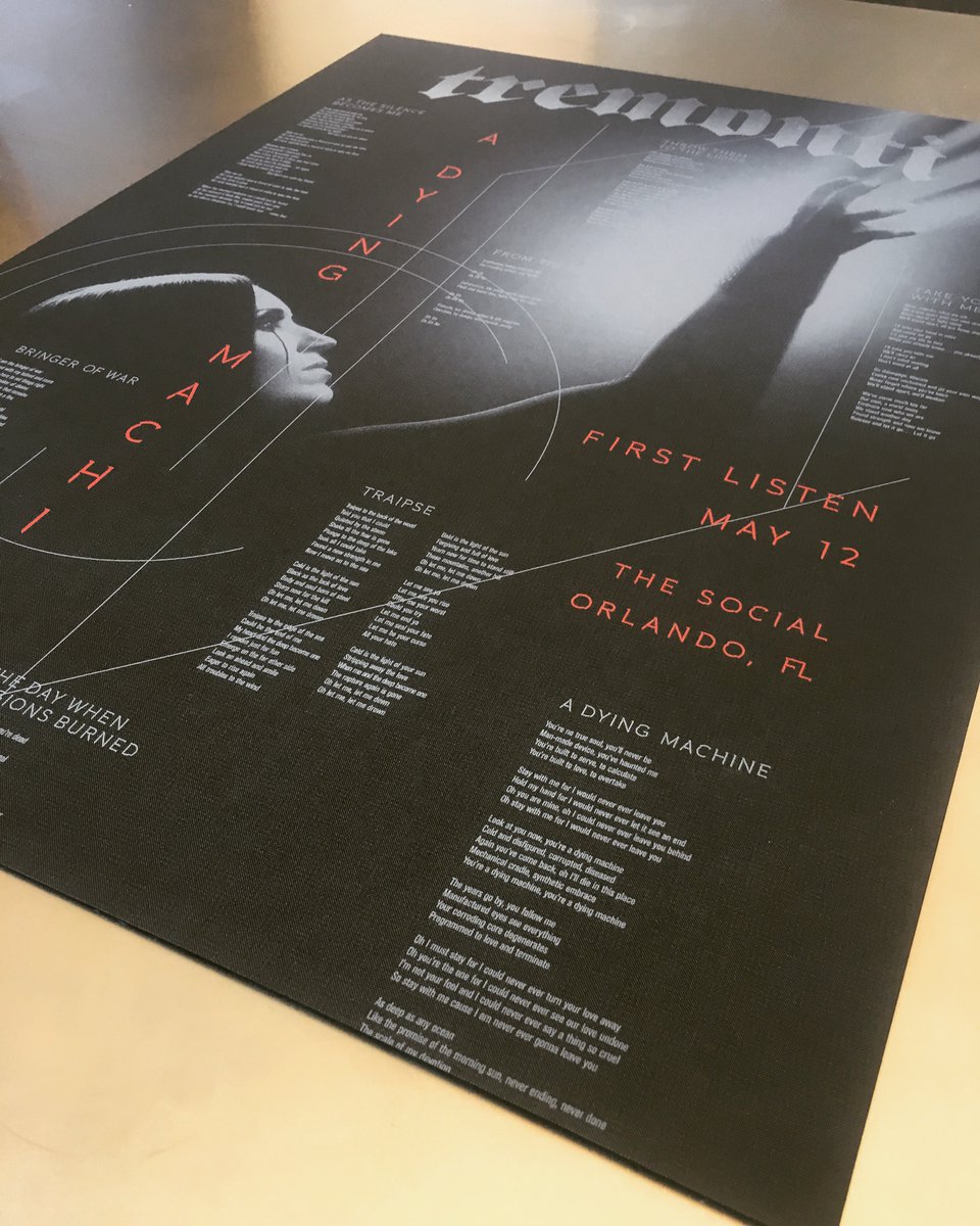 Listening Party posters are in! Gonna look pretty sweet with some signatures and a frame...... Limited tickets left- get them at MarkTremonti.com
#ListeningParty #adyingmachine #TakeYouWithMe #FirstListen