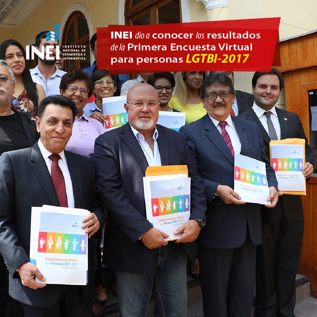 INEI_oficial's tweet photo. 🗣️El INEI presentó la Primera Encuesta Virtual para Personas 🏳️‍🌈LGTBI-2017, en la cual participaron un total de 12 mil 26 personas que se autoidentificaron como parte de este grupo poblacional. ☝️Ver Nota de Prensa 👉🌐https://t.co/bviDqPapnS https://t.co/pBTFXRqt7o