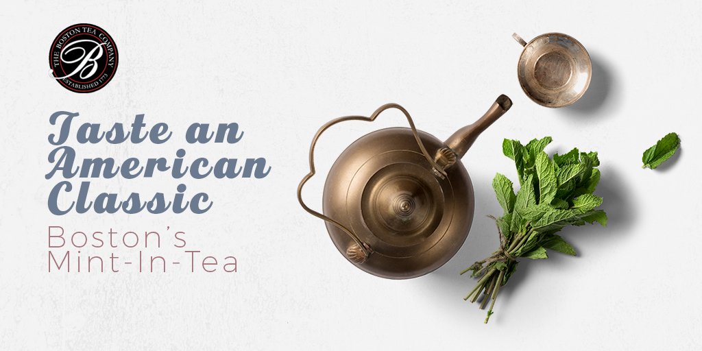 BostonTeaCo's tweet photo. Try the classic. A delightful blend of Orange Pekoe Tea and Kentucky Mint. https://t.co/TjQgQyq5zC https://t.co/u41LkBHyvq