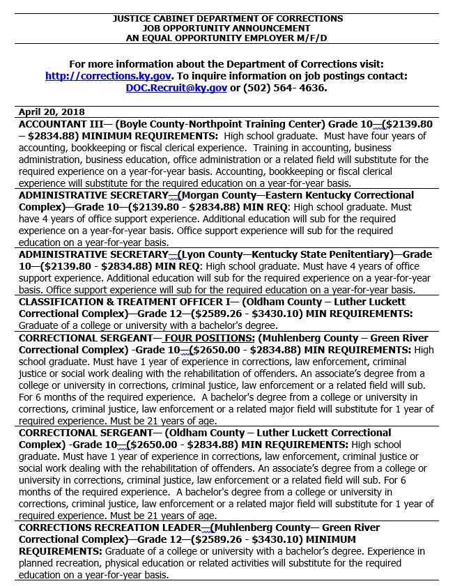 KYCorrections's tweet photo. #KYDOC weekly job announcements - Apply today! Visit https://t.co/FpLPntJDsl or email DOC.Recruit@ky.gov for more information. #KYDOCCAREERS
**Please Retweet** https://t.co/Ic66JvUMov