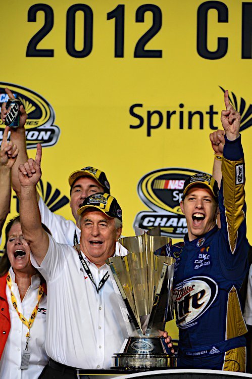 Team_Penske's tweet photo. November 2012: Roger Penske wins the NASCAR Cup Series Championship with Brad Keselowski beating out Jimmie Johnson in the season finale at Homestead-Miami Speedway. #VoteForTheCaptain https://t.co/sim0qnWizN https://t.co/GWMM8n6WvZ