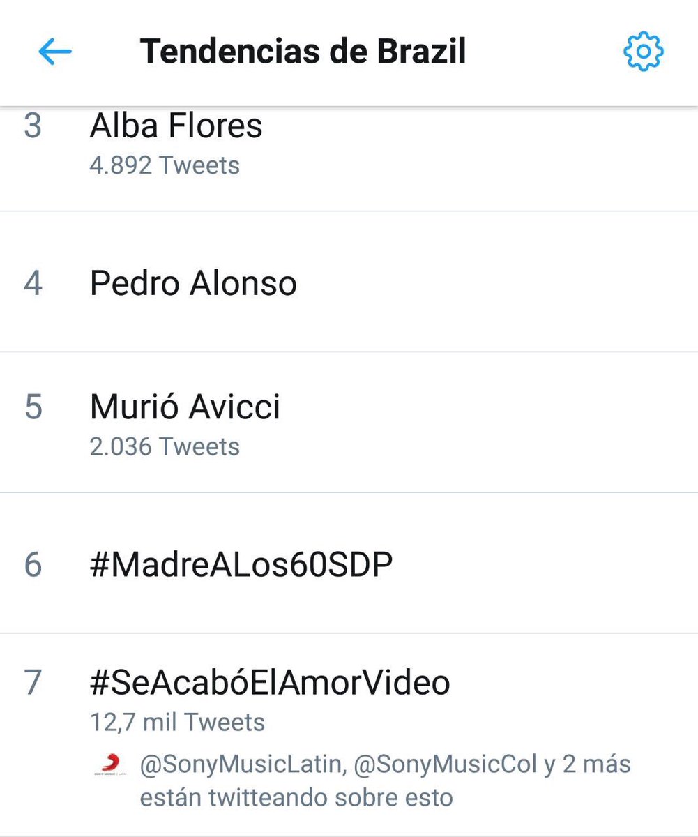 #SeAcabóElAmorVideo acaba de estrenarse y ya cuenta con más de 50mil visitas, además se ha convertido en tendencia en:
🇨🇴 Colombia
🇨🇱 Chile
🇦🇷 Argentina 
🇧🇷 Brasil
🇪🇸 España 👏🏻👏🏻
Continúa usando el ht y suma a tu país a las tendencias, vamos a por el TT global!!