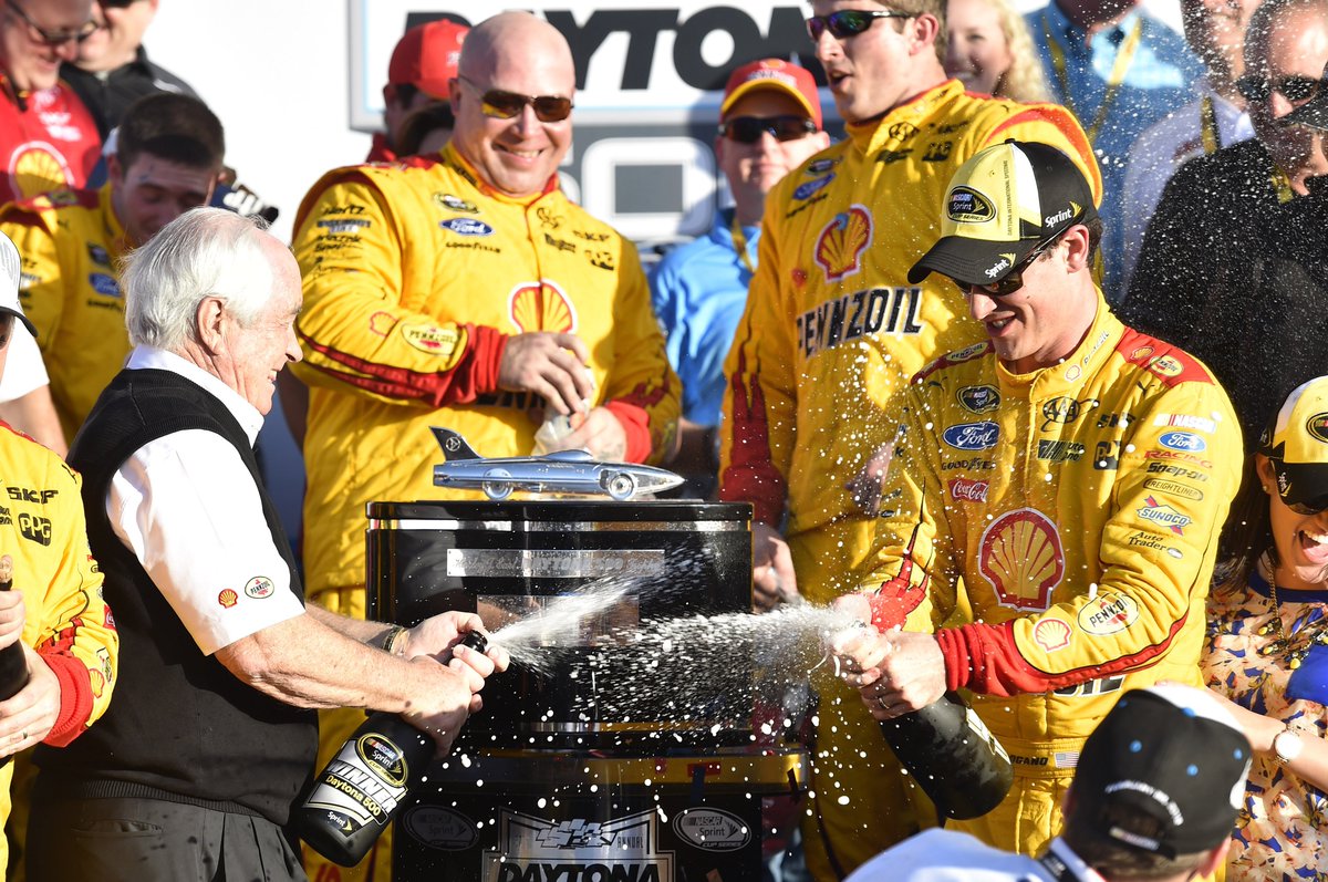 Team_Penske's tweet photo. February 2015: Joey Logano produces Roger Penske’s second Daytona 500 victory, while also winning a series-high six Cup Series events. #VoteForTheCaptain https://t.co/sim0qnEHIf https://t.co/O5QVp2SsD3