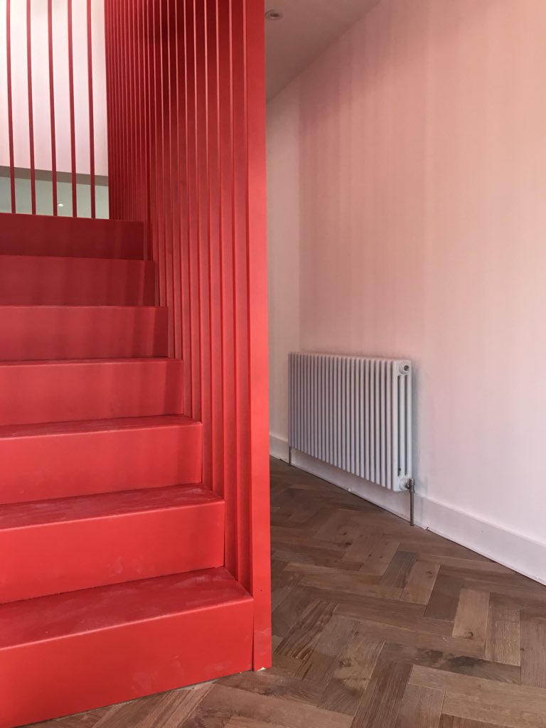 DeanWardEvoke's tweet photo. When you take a risk and design and install a bright red staircase in your home. So so bloody made up!! Looks immense. No doubt a love or hate response! https://t.co/JK5nqr90gh