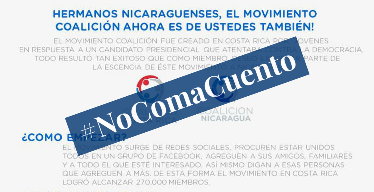#NoComaCuento: <a href="/coalicioncr/">Coalición Costa Rica</a> niega vínculos con protestas en Nicaragua nacion.com//el-pais/polit…