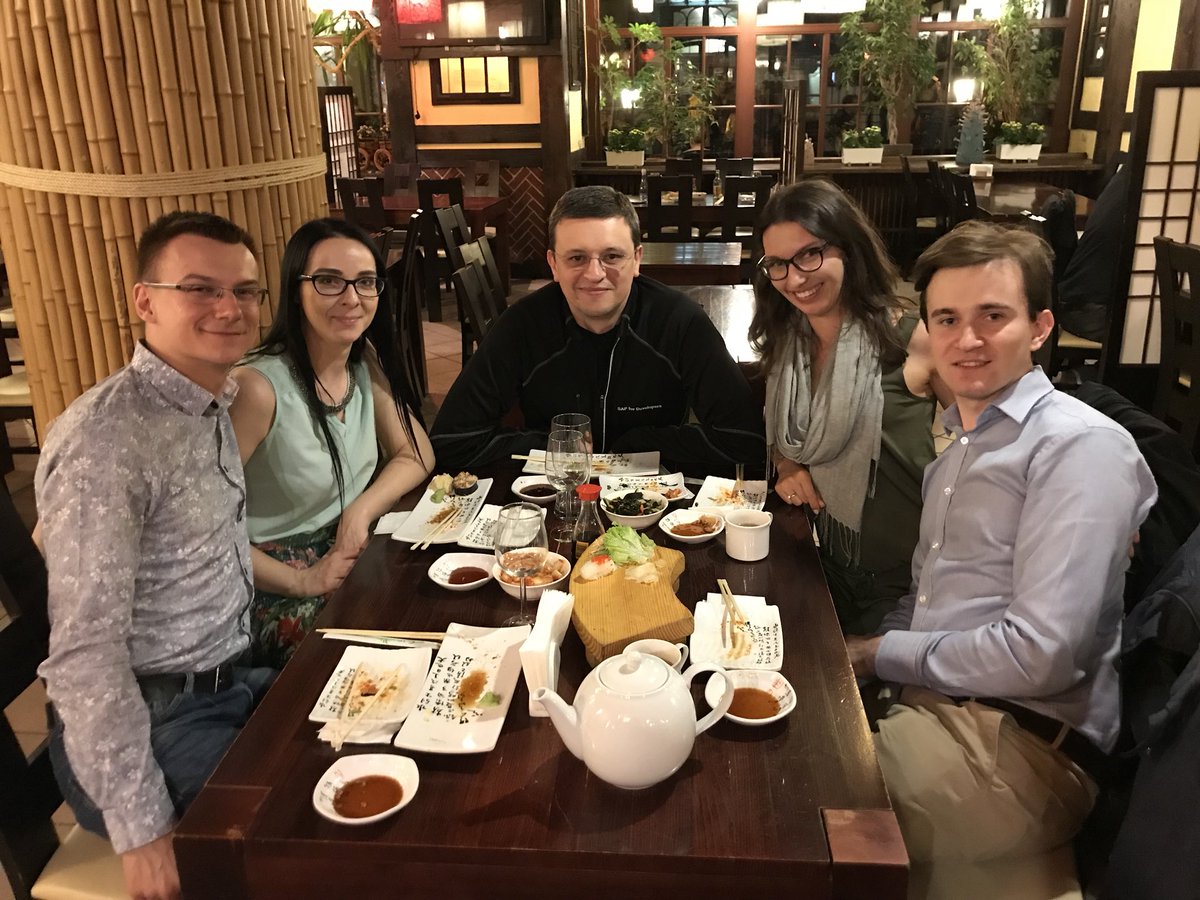 Sygyzmundovych's tweet photo. Today’s #GeekWeekWro post #SAPMeetup dinner was literally the #familyreunion 😊 Thanks guys! https://t.co/pN68S92gus
