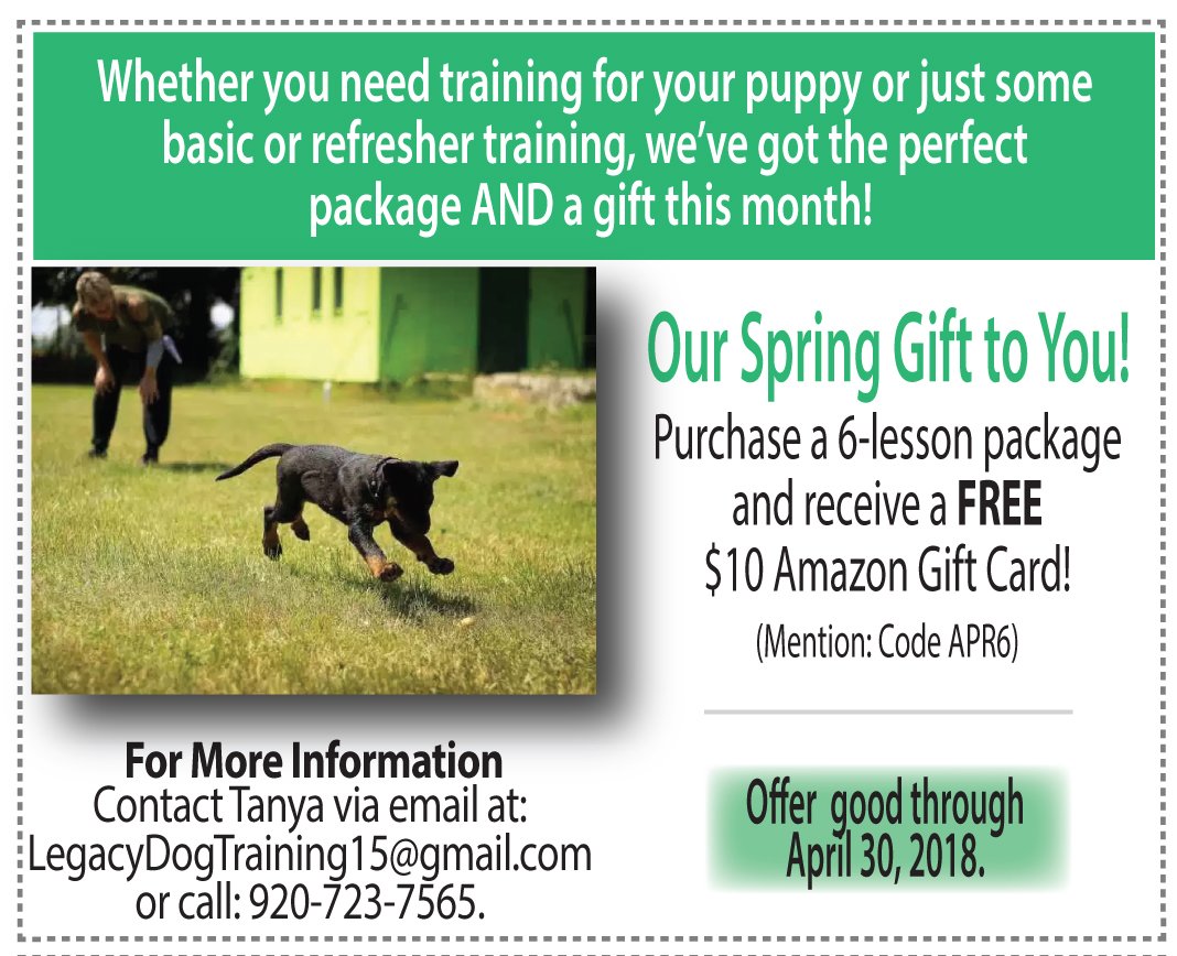 📌#DogLovers of #FortAtkinson #Wisconsin!📌 Time is running out to use the #Dog #Training #coupon below! 6-lesson package. #puppydog #Puppies #k9 #53538