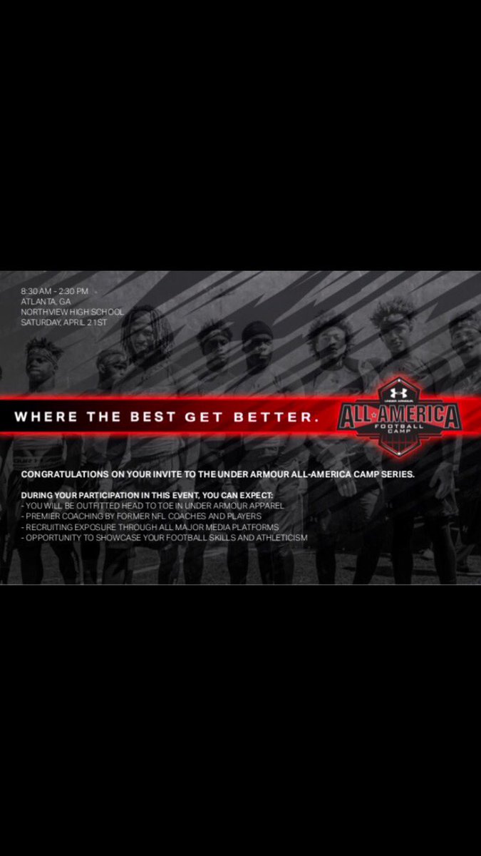 evan_scarbrough's tweet photo. Blessed to be invited to the UA All American Camp. Thank you coach Robertson &amp; Coach James @TrainerOfSpeed from FBU for invite. https://t.co/aRxFVTjDHN