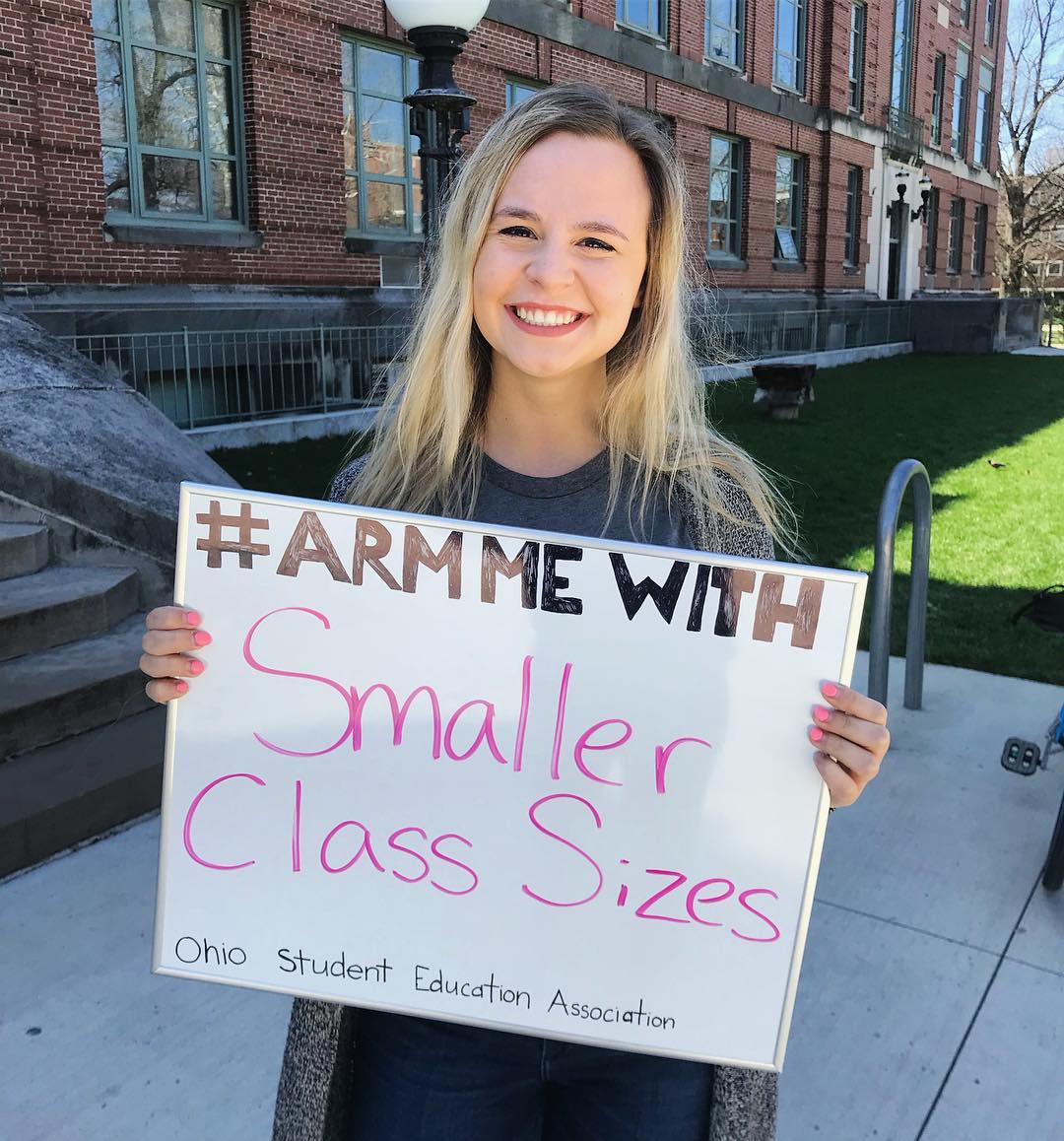 OhioStudentEA's tweet photo. #ArmMeWith Smaller Class Sizes #ProtectOurSchools https://t.co/QzU8dWZakQ