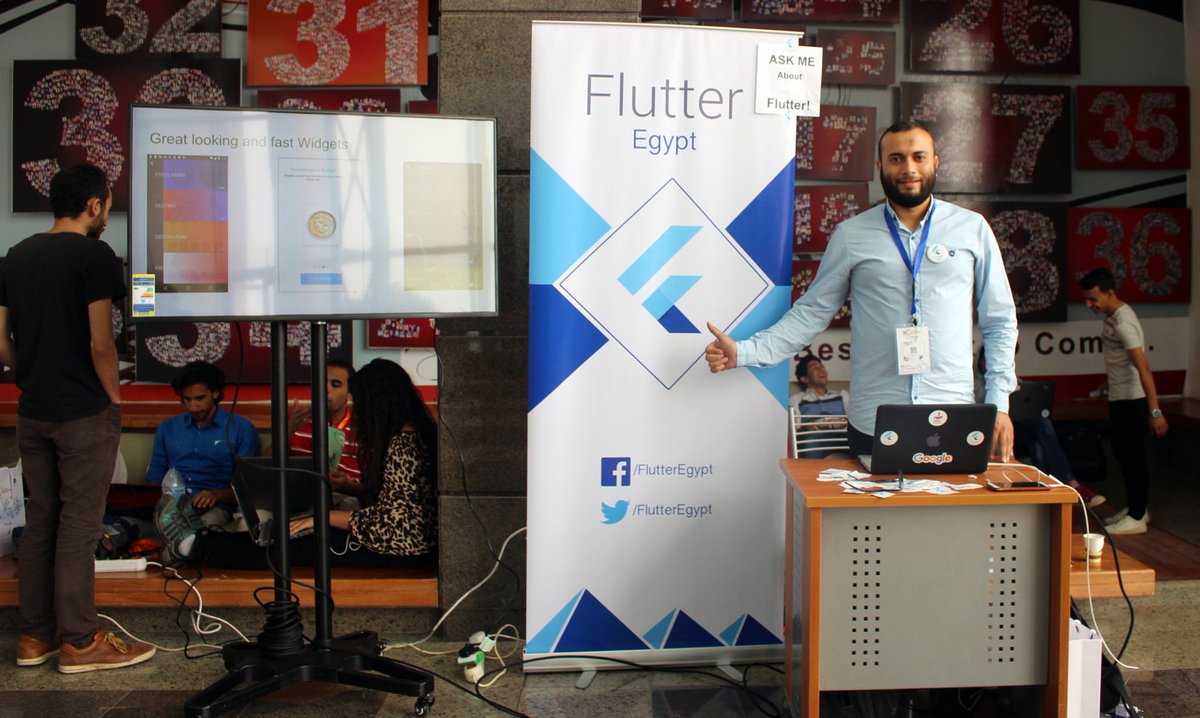 FlutterEgypt's tweet image. The second Day of MWD 2018 was great more than 100 Developer came to us and asked about @flutterio , tomorrow is the last day, do not waste the chance!

#Flutter 
#FlutterEgypt