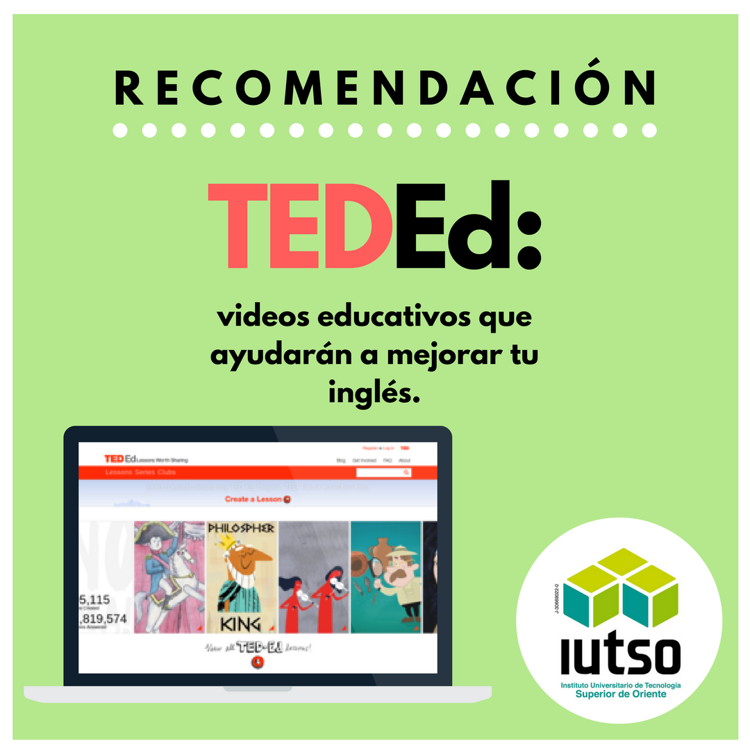 IutsoVe's tweet photo. Si quieres ver videos interesantes y que a la vez sean educativos y te ayuden a mejorar tu inglés, Ted-Ed es ideal para ti.
Ted-Ed, fundado por el estadounidense, Richard Saul Wurman, busca difundir material educativo dinámico y de calidad, tocando diferentes temáticas.
#iutso https://t.co/H2eXgEj9zd