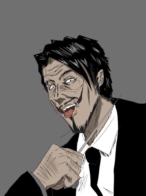 殺し屋1の垣原さん描きました
あらゆるヤクザキャラの中でもぶっちぎりでイかれてると思う
恋する乙女でドMっていうそんなお方

#イラスト
#殺し屋1
#垣原雅夫 