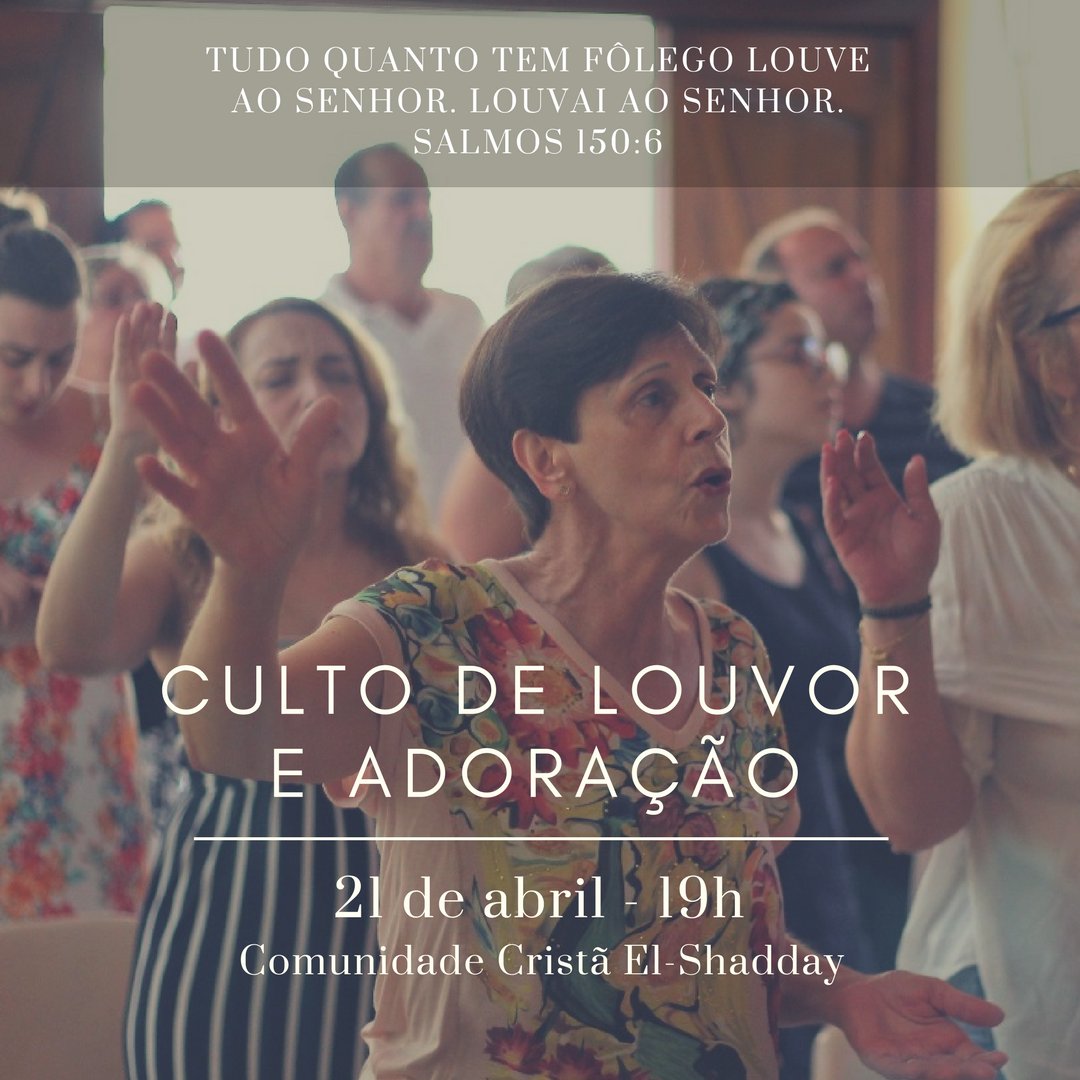 ccelshadday's tweet photo. Tudo quanto tem fôlego louve ao Senhor. Louvai ao Senhor. (Salmos 150:6)
Amanhã, 21 de abril, teremos um tempo especial de louvor e adoração, às 19h. #vemlouvar #vemadorar #louvoreadoração #Jesusédigno #ccelshadday https://t.co/QQhoi1Fmec