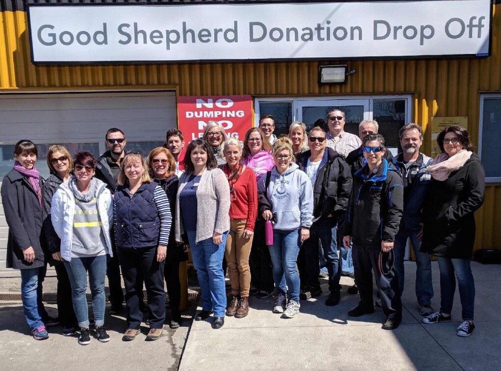 “Real leaders are not blinded by the trappings of power but recognize their role as servant” ~ Archbishop Desmond Tutu     BHNCDSB Administrators spend the day in service to others at Good Shepherd Donation Centre. #walkhumbly2018