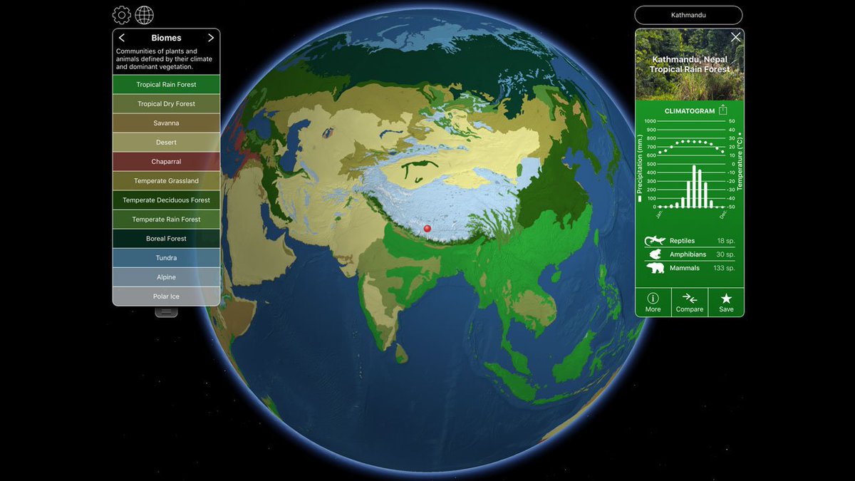 Explore Earth’s terrestrial biomes on #EarthDay18 . Use BiomeViewer, a free app – now with an accompanying worksheet. Examine threatened species using <a href="/IUCNRedList/">IUCN Red List</a> data and human impacts over the past 300 years.