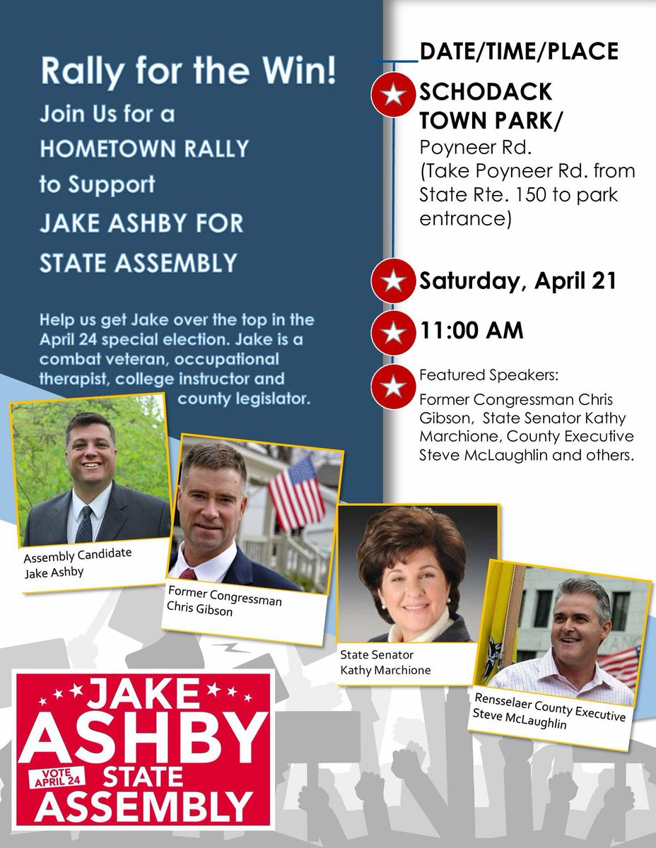 Harry4Troy's tweet photo. Rally tomorrow for @JakeCAshby for Assembly #AD107.
We can't sit back and let Governor Cuomo get another puppet.
#AshbysArmy is ready https://t.co/bhNGNTMpyK
