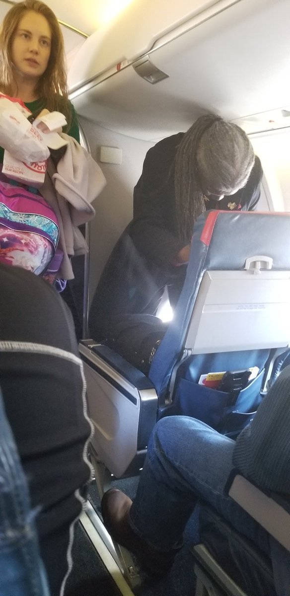 CapitolBike's tweet photo. @delta giving away the extra room comfier seats to deadhead crews rather than paying customers....

#Shame https://t.co/hhFI3NmLZE
