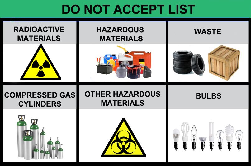 MetalogicsTO's tweet photo. Just a reminder… We do not accept these items… Please take them to your local Hazardous Waste Depot.
#Metalogics #Etobicoke #Toronto #MetalRecycling #ScrapMetal #GoGreen #CashForScrap #MoneyForMetal #RadioactiveWaste #HazardousWaste #GasCylinders #Bulbs https://t.co/8HzJmXwHdJ