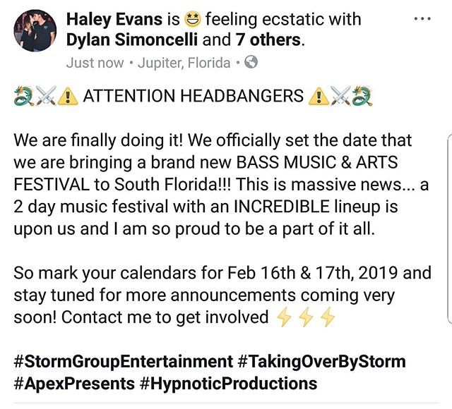 soflnightlife's tweet photo. β‘β‘ Save the date! β‘β‘ #StormGroupEntertainment #TakingOverByStorm
#ApexPresents #HypnoticProductions #Stormgroupent #Bassmusic #Musicfestival #Dubstep #Riddim #Bass https://t.co/PokFD4eg7Q https://t.co/Z92B8r11Ln