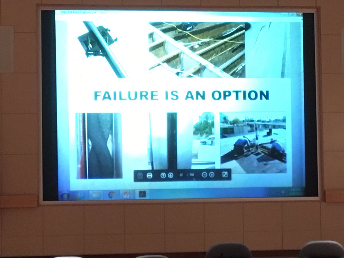 RoofResourcesCA's tweet photo. "Failure is an option." Poor photo quality, but powerful message from Gary Weaver - Atlas Consulting. Failure is multifaceted, but can and will occur from oversight. #Construction #testing #inspection https://t.co/Wm0gNQVmZ9