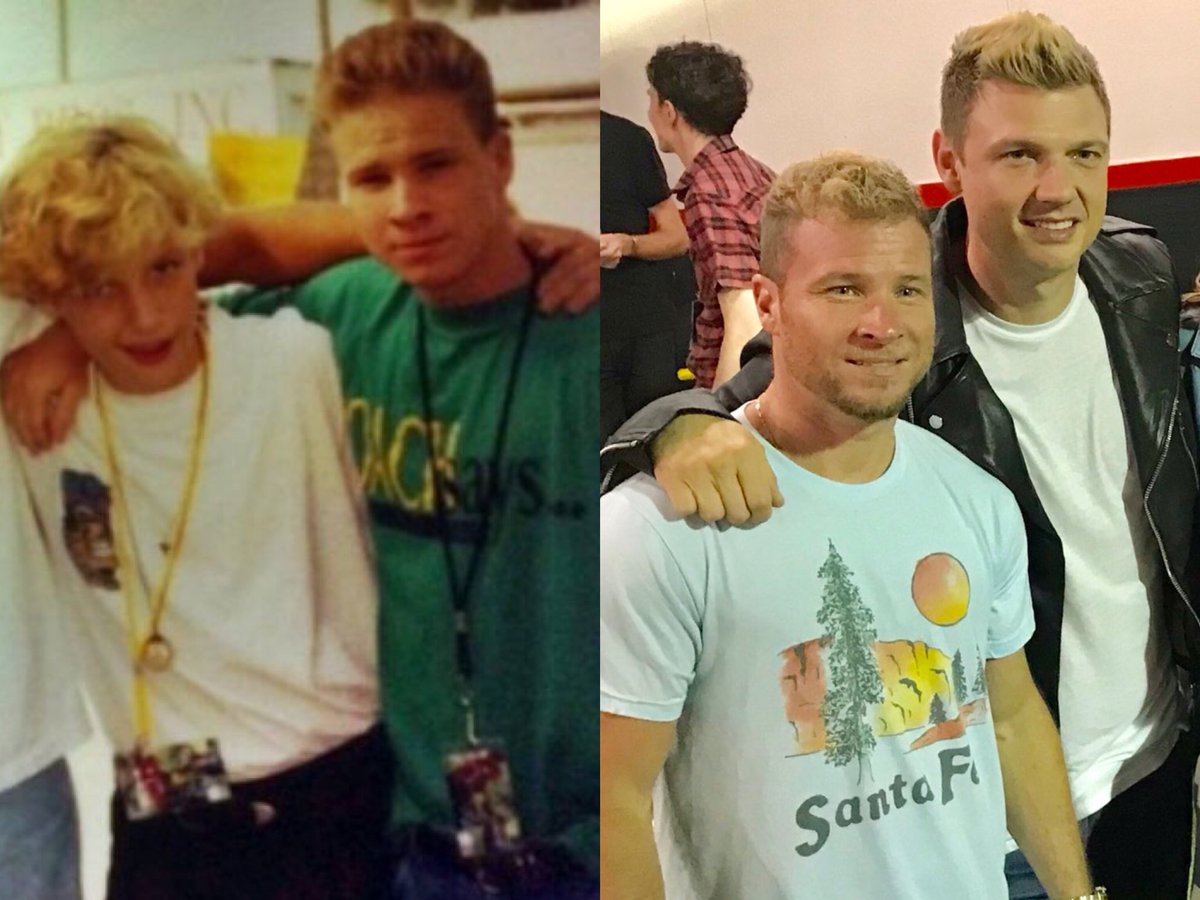 Yahtzee27's tweet photo. Frick and Frack: Then And Now.... @backstreetboys @brian_littrell @nickcarter #frickandfrack #thenandnow #25yearsofbsb https://t.co/MdDHAGllML