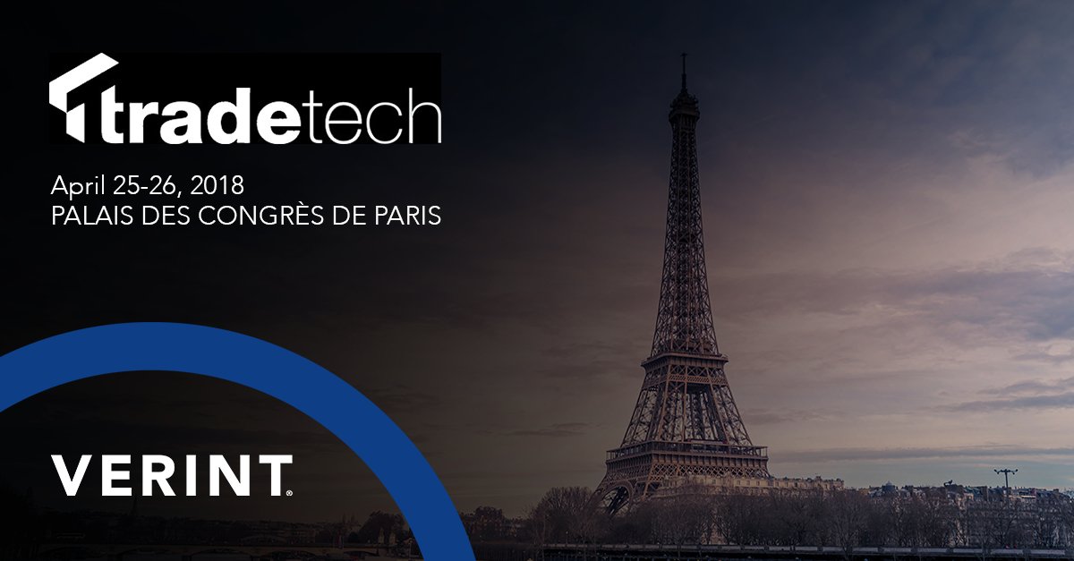Heading to #tradetech Europe on 25th and 26th April? Don't miss your chance to drop by our booth and meet our experts who will share how to ensure compliant #trading processes and #governance under #MiFIDII #Verint #VerintVerba #Nxtera #compliance