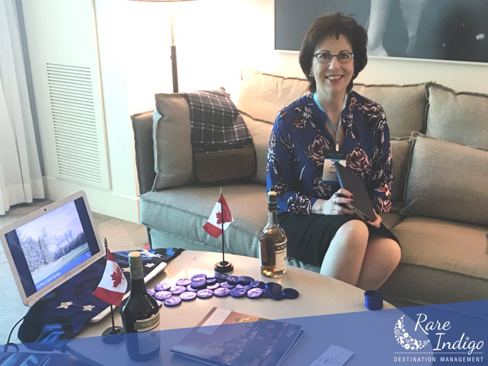 rareindigo's tweet photo. We’re excited to be in #Vegas right now at @GMITEevents's #ITE18 with @RobinCanada from @canadameetings! Meeting with planners to bring incentive groups to #WesternCanada, we’re giving everyone a taste of the beautiful region with a sip of @SortilegeWhisky! #incentivetravel #dmc https://t.co/QrFgOW9u9l