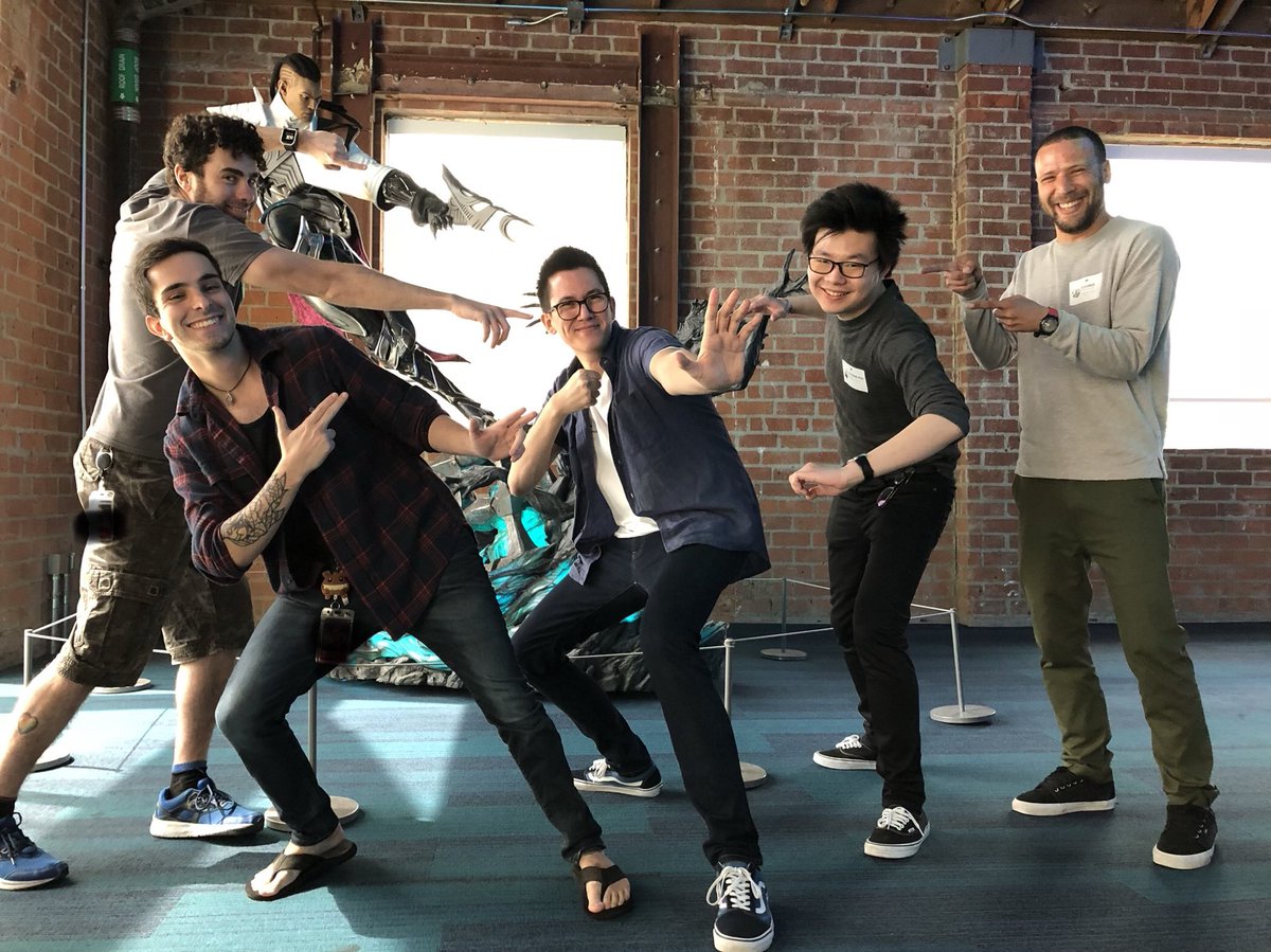 riotgames's tweet photo. Thanks to our @polycount #riotcreativecontest first place winners Stephane, Etienne, and Yanni for joining us today! https://t.co/6x35mA4V7n