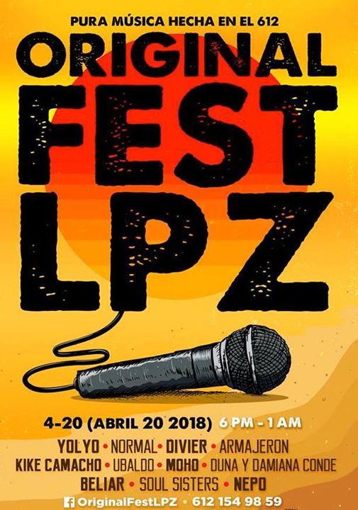 DifusionIsc's tweet photo. Recuerda que hoy desde las 18:00 horas inicia el Original Fest LPZ :).
¡En Marea La Paz se vivirá un gran evento!

#CulturaBCS  #OriginalFestLPZ  #Música https://t.co/DGUTv636Ja https://t.co/XppKjXnzgM