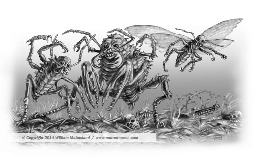 mutantlord's tweet photo. From page 21 of Mutant Bestiary One, we present the Bug-Crit, a sort of man-sized, somewhat humanoid mutant bug race. Bad news to be sure.
https://t.co/B2HBnfvlrz
#mutants #mutantbug #postapocalyptic #monsterbug #digitalart #mutantepoch #termites #RPG https://t.co/y0RdYPxSSz