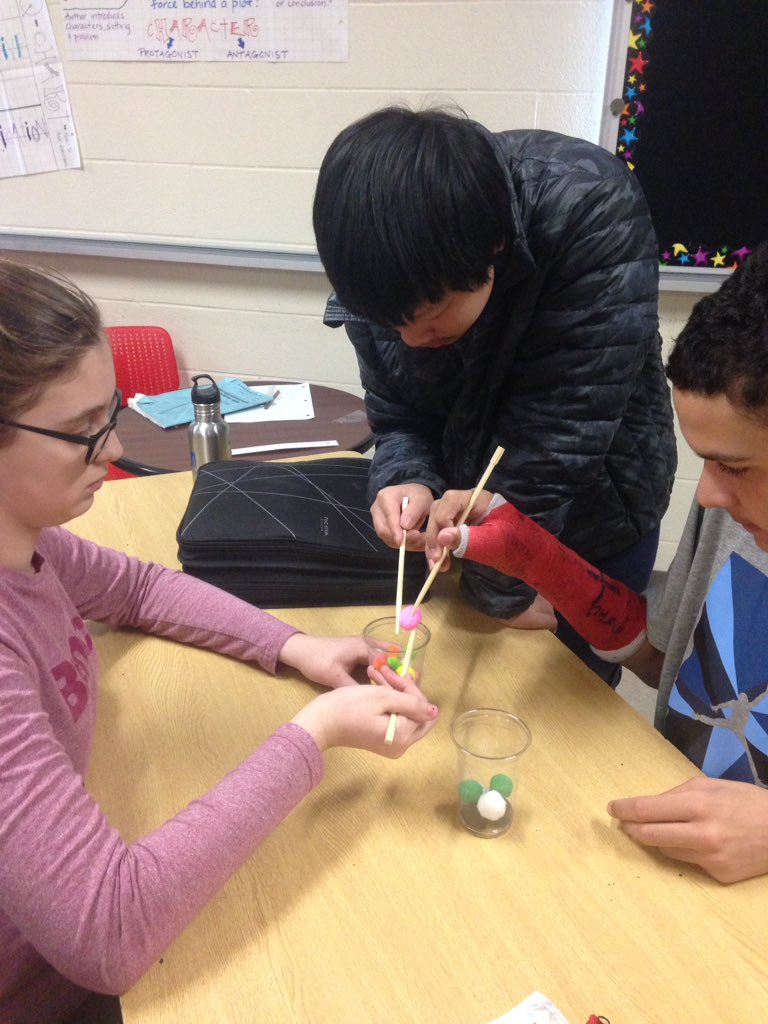 LDubsGatestone's tweet image. Pompom Chopstick Race! #colourchallenge #class78