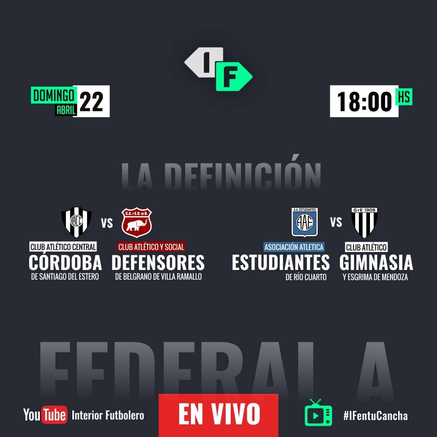 InteriorFut's tweet photo. ¡DOMINGO DE DOBLE TRANSMISIÓN!
Se define el primer ascenso del #FederalA y vos vas a poder mirar los dos partidos por #IFPlay, a través de nuestro canal de Youtube ➡ https://t.co/tJzhOH2U1S https://t.co/CqleWcC7xh