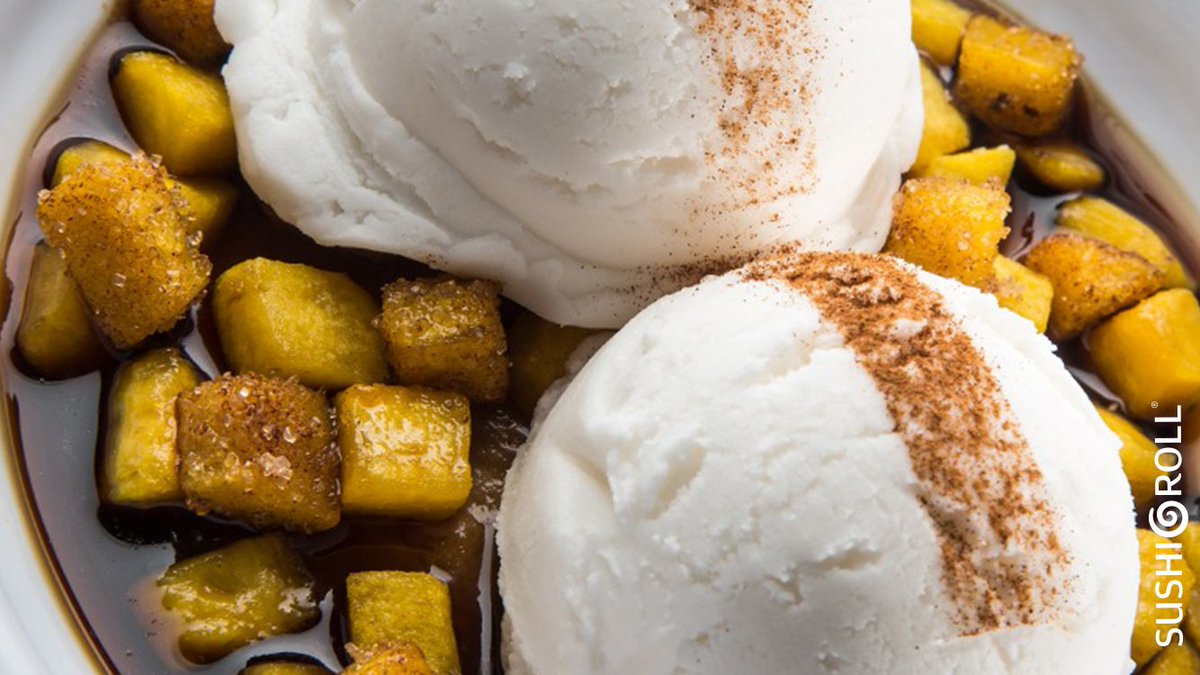 SushiRollmx's tweet photo. Disfruta hoy un #CocoCream, helado de coco sobre plátano frito y kahlúa.
¡Te esperamos! 💚 https://t.co/OERJKVnYdD