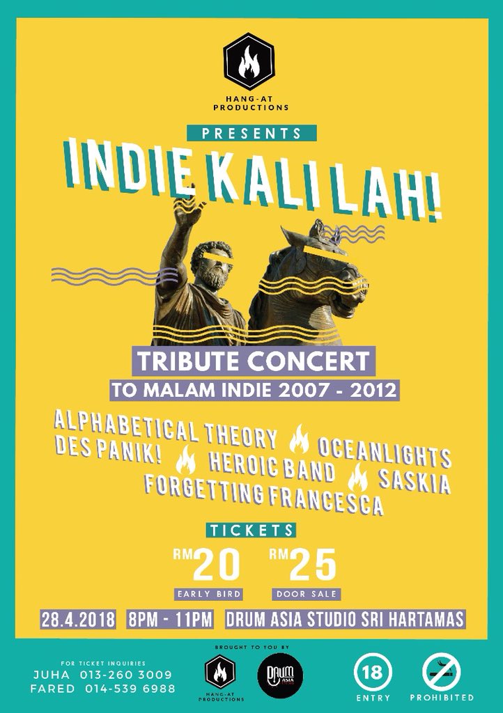 RANTAI ART (@rantaiart) on Twitter photo INDIE KALI LAH!
28 April ⢠8pm
Drum Asia, Sri Hartamas
Early bird: RM20 | Door: RM25
<a href="/alphatheoryband/">Alphabetical Theory</a> <a href="/oceanandlights/">â˘OCEANLIGHTSâ˘</a> <a href="/DesPanikBand/">DES PANIK!</a> <a href="/saskia_my/">Saskia Official</a> @FrancescaBandMY & etc
#IndieKaliLah <a href="/twt_muzik/">TwtMuzik</a> INDIE KALI LAH!
28 April ⢠8pm
Drum Asia, Sri Hartamas
Early bird: RM20 | Door: RM25
<a href="/alphatheoryband/">Alphabetical Theory</a> <a href="/oceanandlights/">â˘OCEANLIGHTSâ˘</a> <a href="/DesPanikBand/">DES PANIK!</a> <a href="/saskia_my/">Saskia Official</a> @FrancescaBandMY & etc
#IndieKaliLah <a href="/twt_muzik/">TwtMuzik</a>