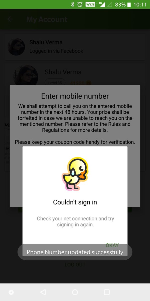 ShaluVerma73's tweet photo. @hotstar_helps Updated phone number but getting error : couldn't sign in. https://t.co/IvXYAEDc01