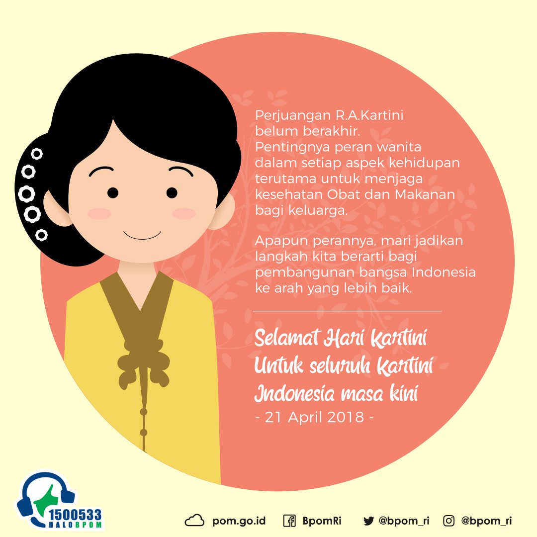 BPOM_RI's tweet photo. Selamat Hari Kartini
.
.
Untuk seluruh Kartini Indonesia Masa Kini
.
.
21 April 2018

#KartiniBPOM
#KartiniDay
#Kartini2018 https://t.co/1UMYIwICEs