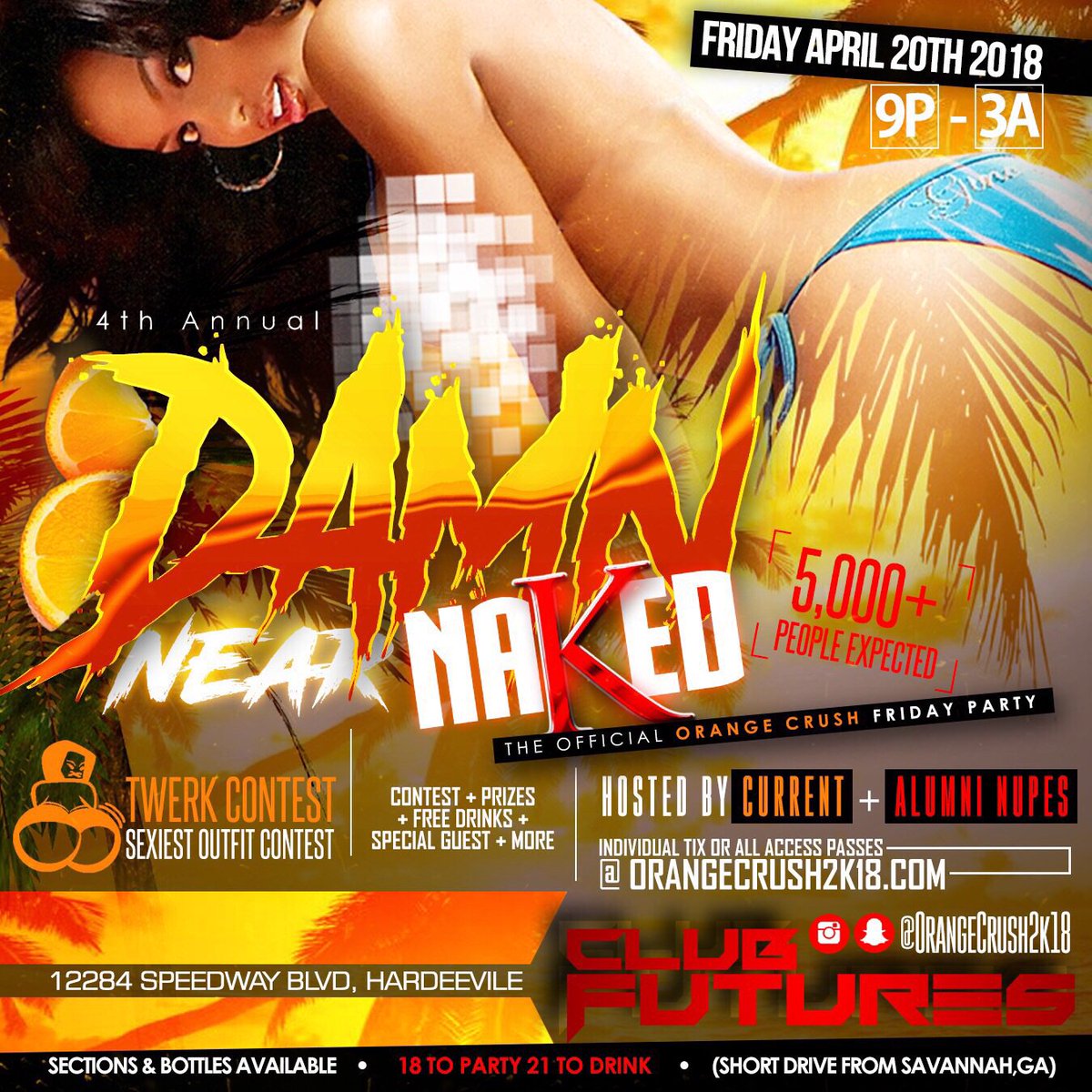 ASURAMS_Connect's tweet photo. Orange Crush Tickets going crazy for #DamnNearNaked for #FUTURES tonight !!!! 50 Adult Entertainers !!! get ur tickets now
https://t.co/cEbqAbPqfJ #OrangeCrush2k18 https://t.co/b8idJexcOk