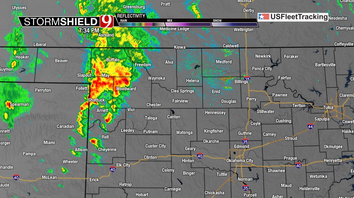 CassieHeiter's tweet photo. Showers and storms drifting NE in NW OK. More on the way! #okwx https://t.co/57mwTDoDKX