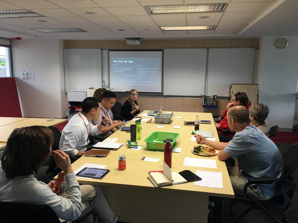 BrentBrayko's tweet photo. Group of HKIS teachers doing a Learning Lab on metaphorical thinking and creativity. All about our students! https://t.co/Th5DCFe2NJ