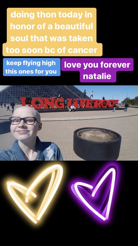 sara_cmb's tweet photo. decided to do mini thon today for a beautiful girl that was taken too soon. love you forever angel💜💛 https://t.co/yFHMwSmXIJ