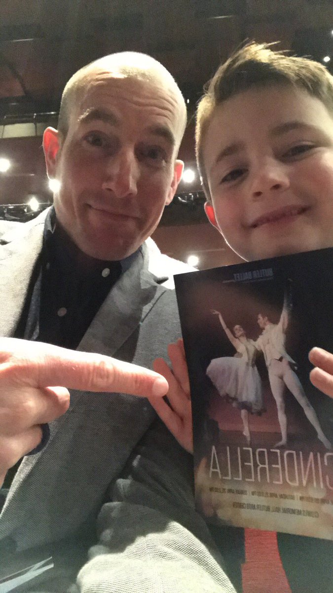 Master_Everett's tweet photo. [During intermission for @butleru Ballet’s performance of Cinderella at Clowes Hall.]

“Dad, I don’t really like Cinderella or ballet, but this is pretty cool.” https://t.co/Fr01Ddu6Ib