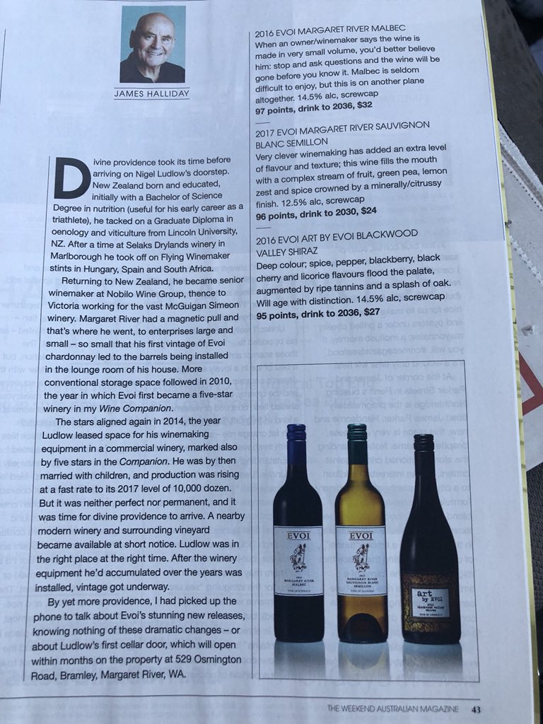 "... on another plane..." at 97 points writes James Halliday about our 2016 Malbec! 96 on the 2017 SBS and 95 on the 2016 art by Evoi Shiraz. So chuffed! Read the review in the #weekendaustralian It started with a dream...Cheers, Nigel