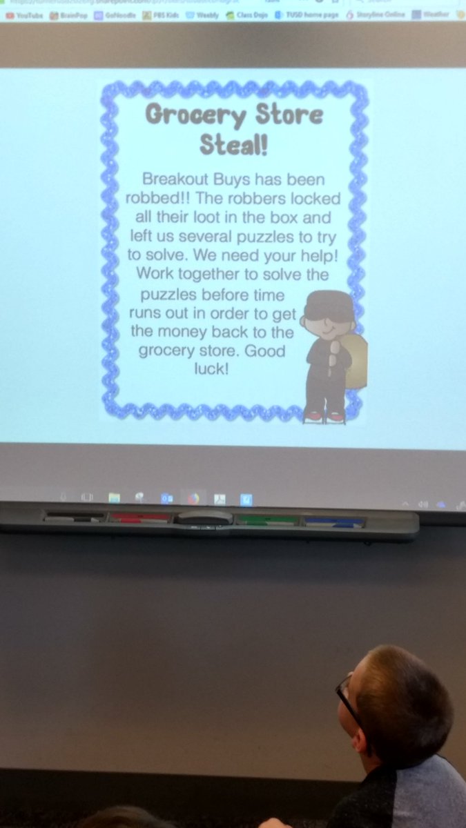 Jones2ndgrade's tweet photo. Our Math Breakout was a success. 😊 Thanks @AbbiLinville! We couldn't have done it without you! #OGPride #Tusd202Strong #MAPprep https://t.co/vyCZjX6llH