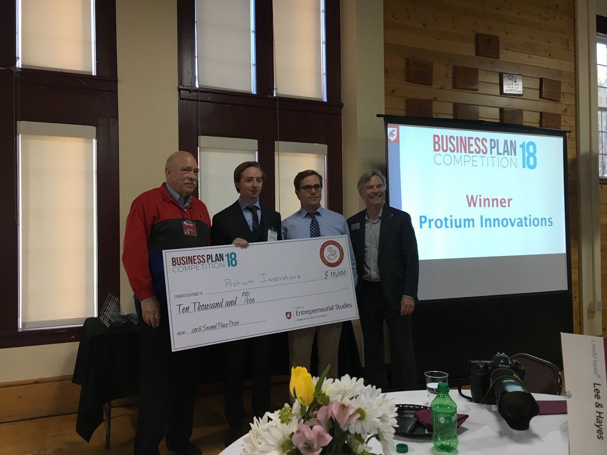 WSU_ENTRP's tweet photo. #WSUBPC18 SECOND PLACE HBJ AWARD ($10,000): Protium Innovations https://t.co/96cywTPgdx