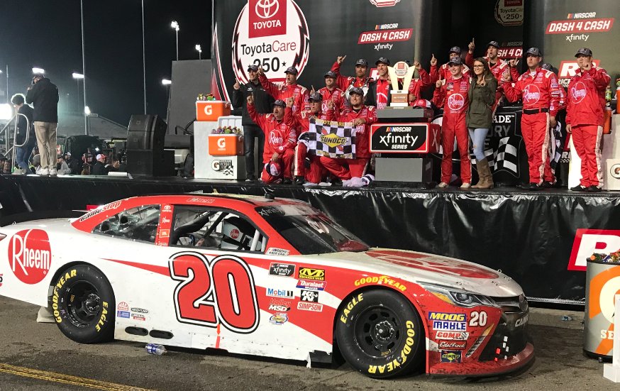 XfinityRacing's tweet image. Smart plan, @ToyotaRacing. 

Winning the #XfinitySeries #ToyotaCare250 with a Toyota &amp;amp; @CBellRacing.