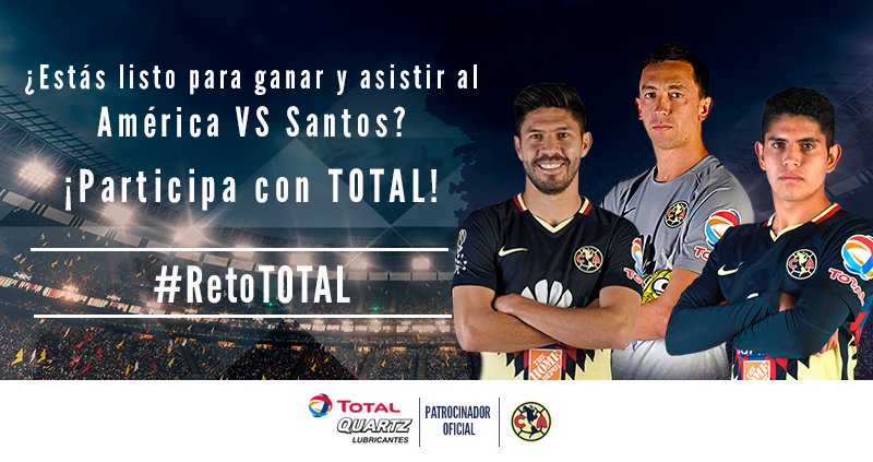TotalEnergiesMX's tweet photo. ¡TOTAL te lleva al partido de la jornada 17, América vs Santos!
Mantente pendiente de nuestras publicaciones porque lanzaremos 3 retos, si eres uno de los 10 primeros en contestar correctamente podrás entrar al sorteo para ser uno de nuestros ganadores.
#RetoTOTAL https://t.co/8QxZXxx3eJ