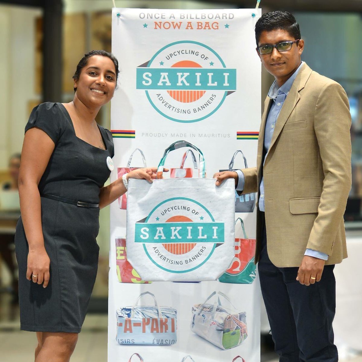 AnoushaJunggee's tweet photo. It has been an amazing ONE! Thank you ππΌ We have saved more than 54,000 m2 of used billboards and banners from April 2017 - April 2018. Happy Birthday Sakili #upcycling #Mauritius #billboardbags @WashFellowship #mwf16 #mwf18 https://t.co/fJ7fZx7JmL