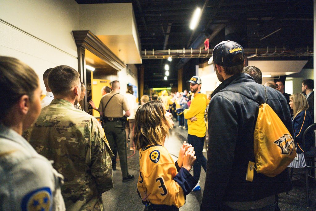 MarenMorris's tweet photo. GO PREDS! Honored to sing the national anthem during the playoffs! 😺😺😺 https://t.co/QLKLPBhkJK