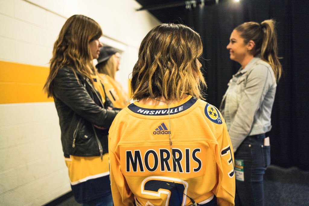 MarenMorris's tweet photo. GO PREDS! Honored to sing the national anthem during the playoffs! 😺😺😺 https://t.co/QLKLPBhkJK